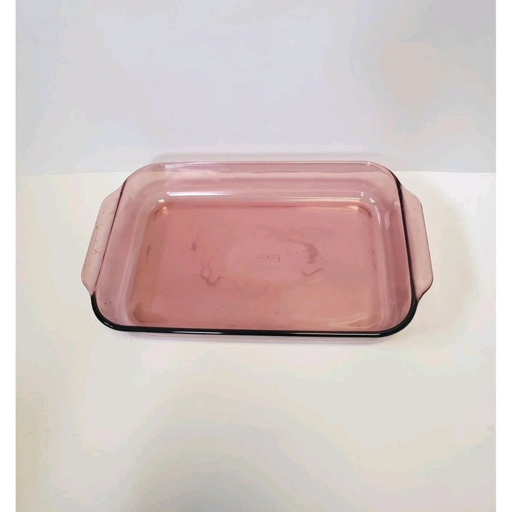 Pyrex Corning Cranberry 233-R Casserole Baking Dish Glass Pan 13x9x2 3 Qt 3L